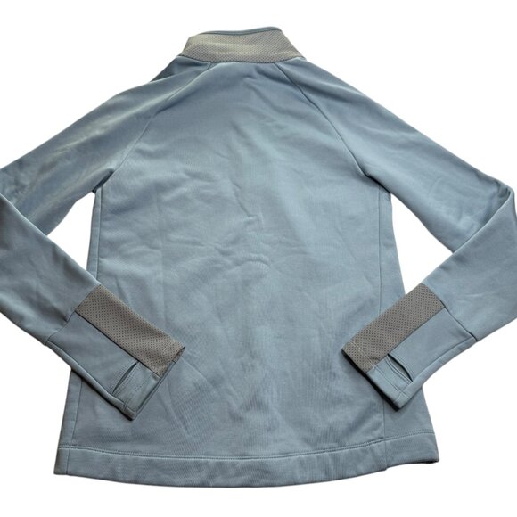 OISELLE Blue Full Zip Jacket Reflective Silver Neck and Sleeves. Size Women's L - Picture 7 of 10